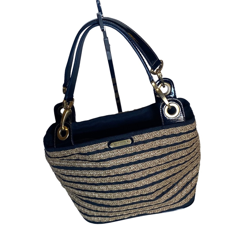 Eric javits straw leather trim tote bag